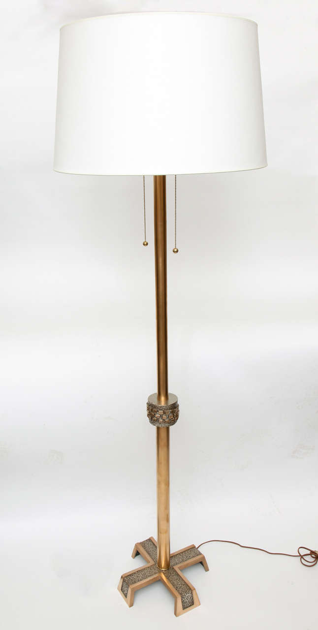 Floor Lamp Mid Century Modern Architectural brass and silver 1960's (Moderne der Mitte des Jahrhunderts) im Angebot
