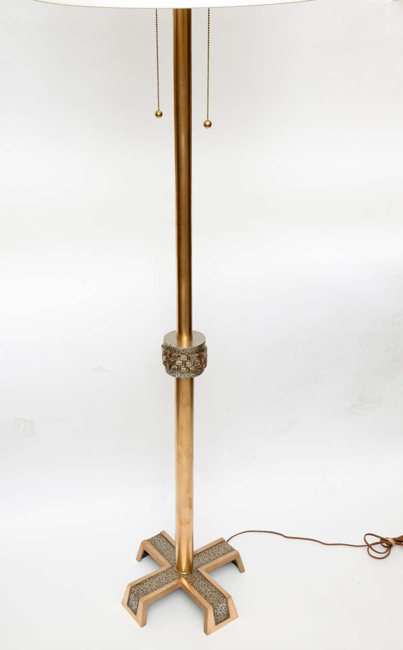 Silver Plate Floor Lamp Mid Century Modern Architectural brass and silver 1960's For Sale