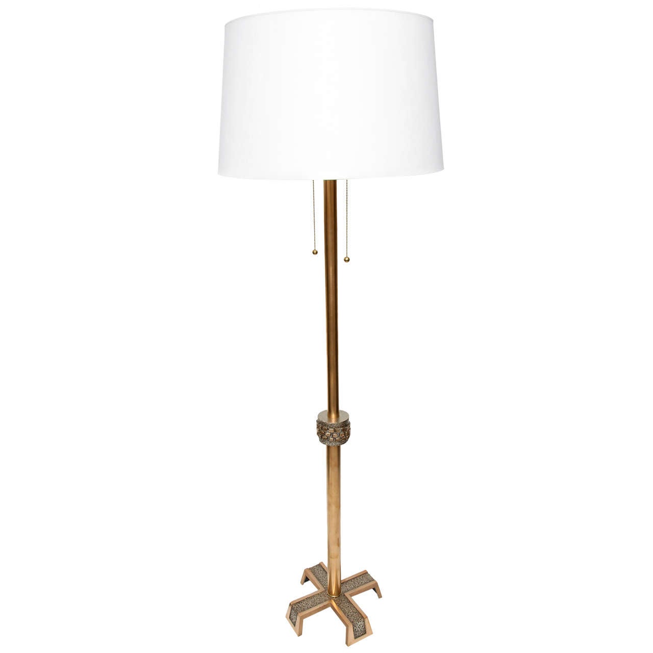 Floor Lamp Mid Century Modern Architectural brass and silver 1960's For Sale