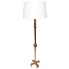 Floor Lamp Mid Century Modern Architectural brass and silver 1960
s