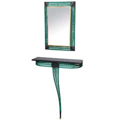 1950s French Modernist Console and Mirror