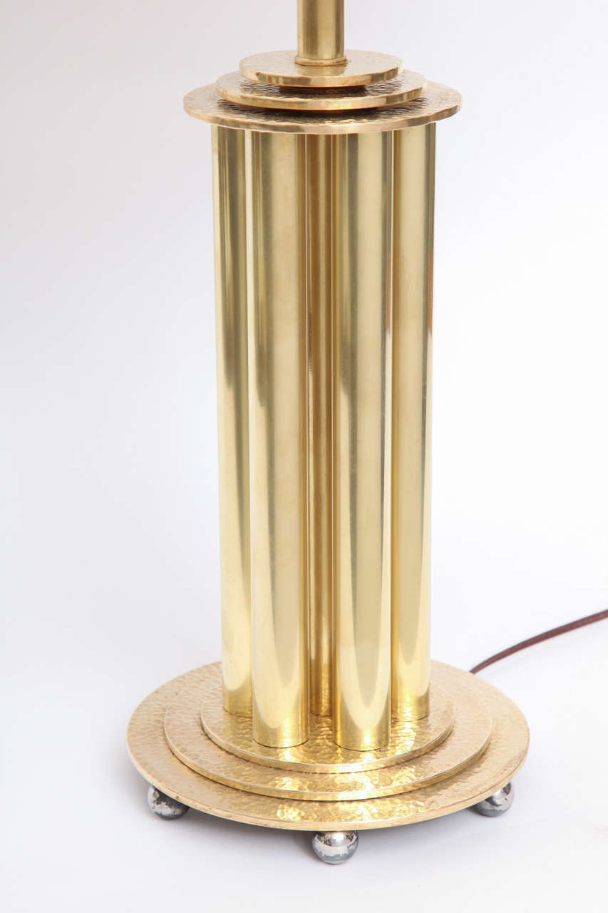 American Craftsman A Pair of 1930's American Modernist Art Deco brass Table Lamps
