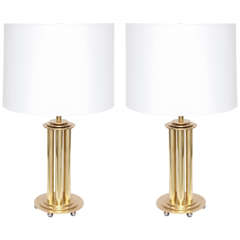 A Pair of 1930's American Modernist Art Deco brass Table Lamps
