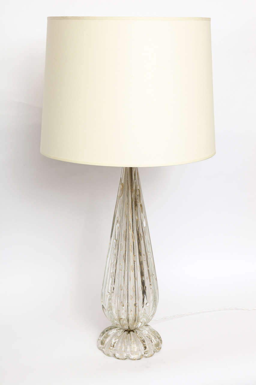 A 1950s Italian art glass table lamp by Barovier Toso.
Shade not included