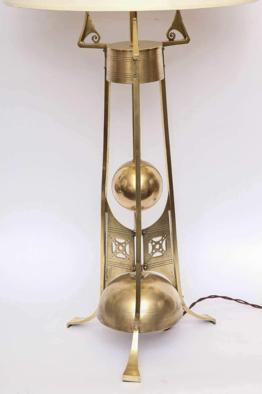 1900s Danish Jugendstil Brass Table Lamp For Sale at 1stdibs