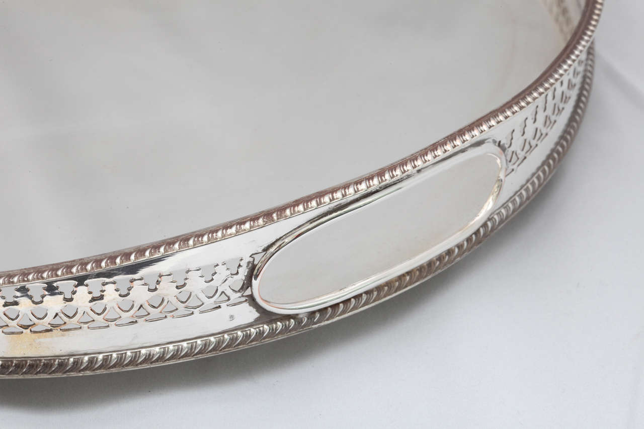 Very Large, Sheffield-Plated Footed Gallery Tray In Excellent Condition In New York, NY