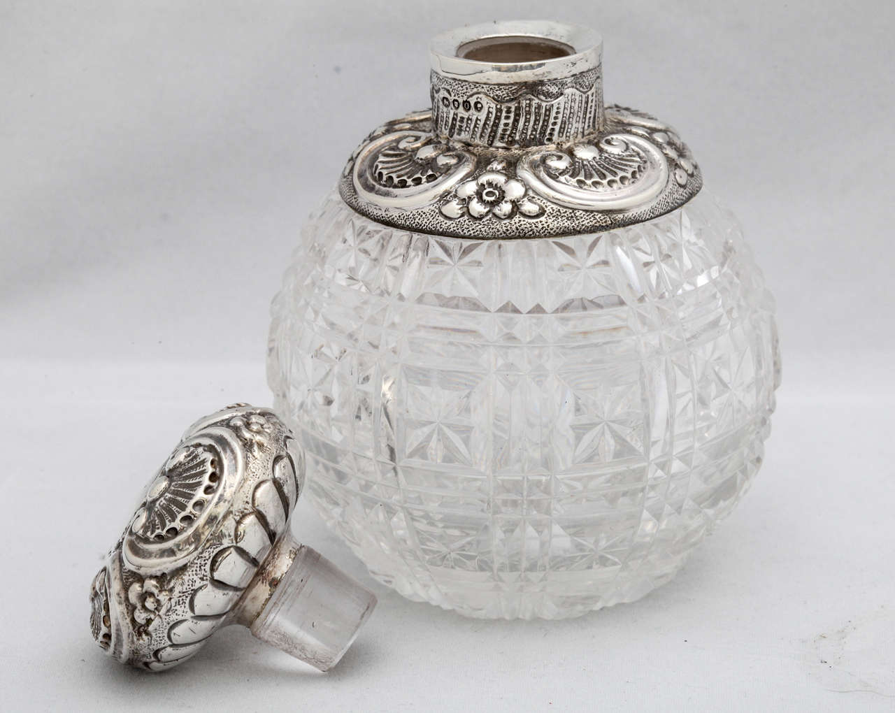 Victorian Sterling Silver-Mounted Cut Crystal Perfume Bottle