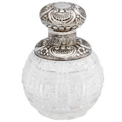 Sterling Silver-Mounted Cut Crystal Perfume Bottle