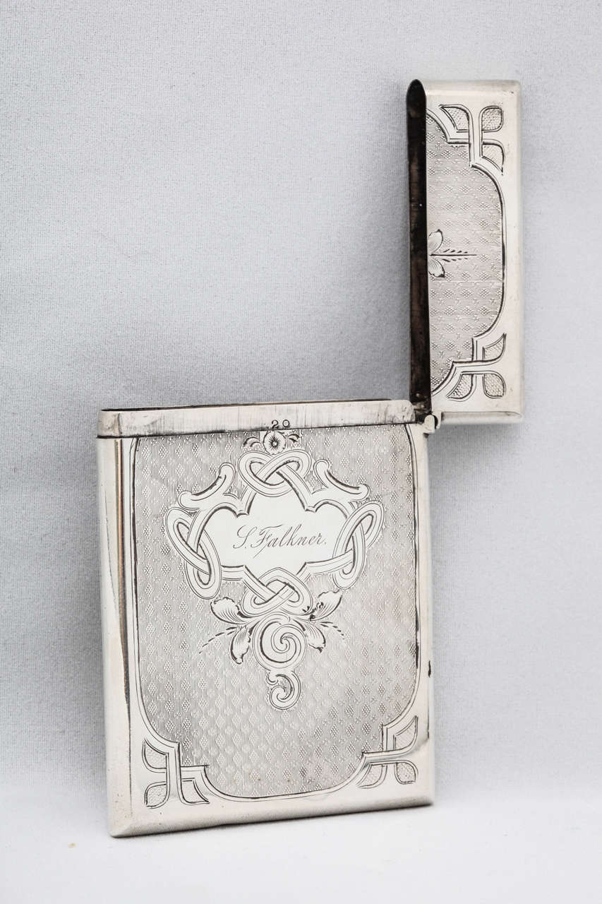Estuche para tarjetas de visita American Coin Silver siglo XIX en venta