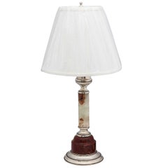 Continental Silver-Mounted Marble Table Lamp