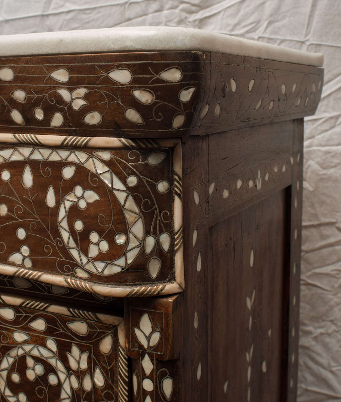 20th Century A Syrian Mother-of-Pearl Inlaid Chest of Drawers