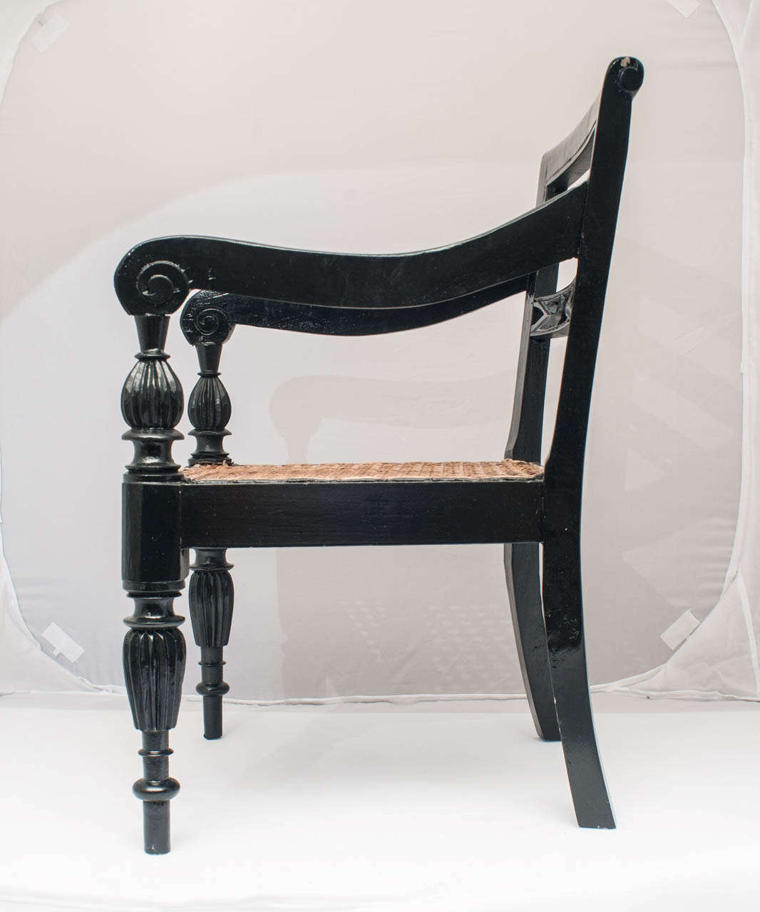 19th Century Pair of Anglo-Indian Ebonized and Caned Child's Chairs