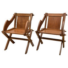 Vintage Pair of English Oak Glastonbury Chairs, Possibly from the Royal Collection