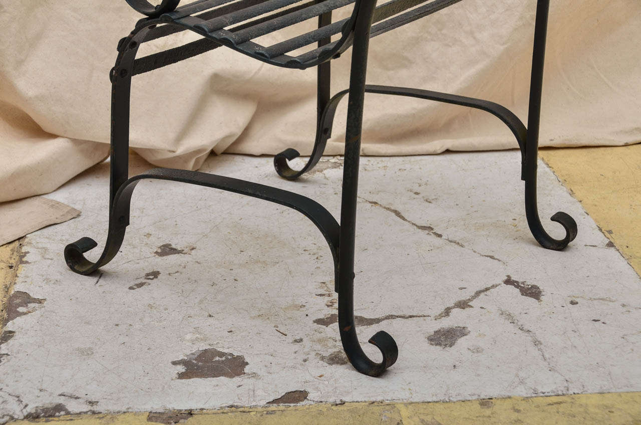 English Regency Wrought Iron Scroll-Arm Garden Chair 1