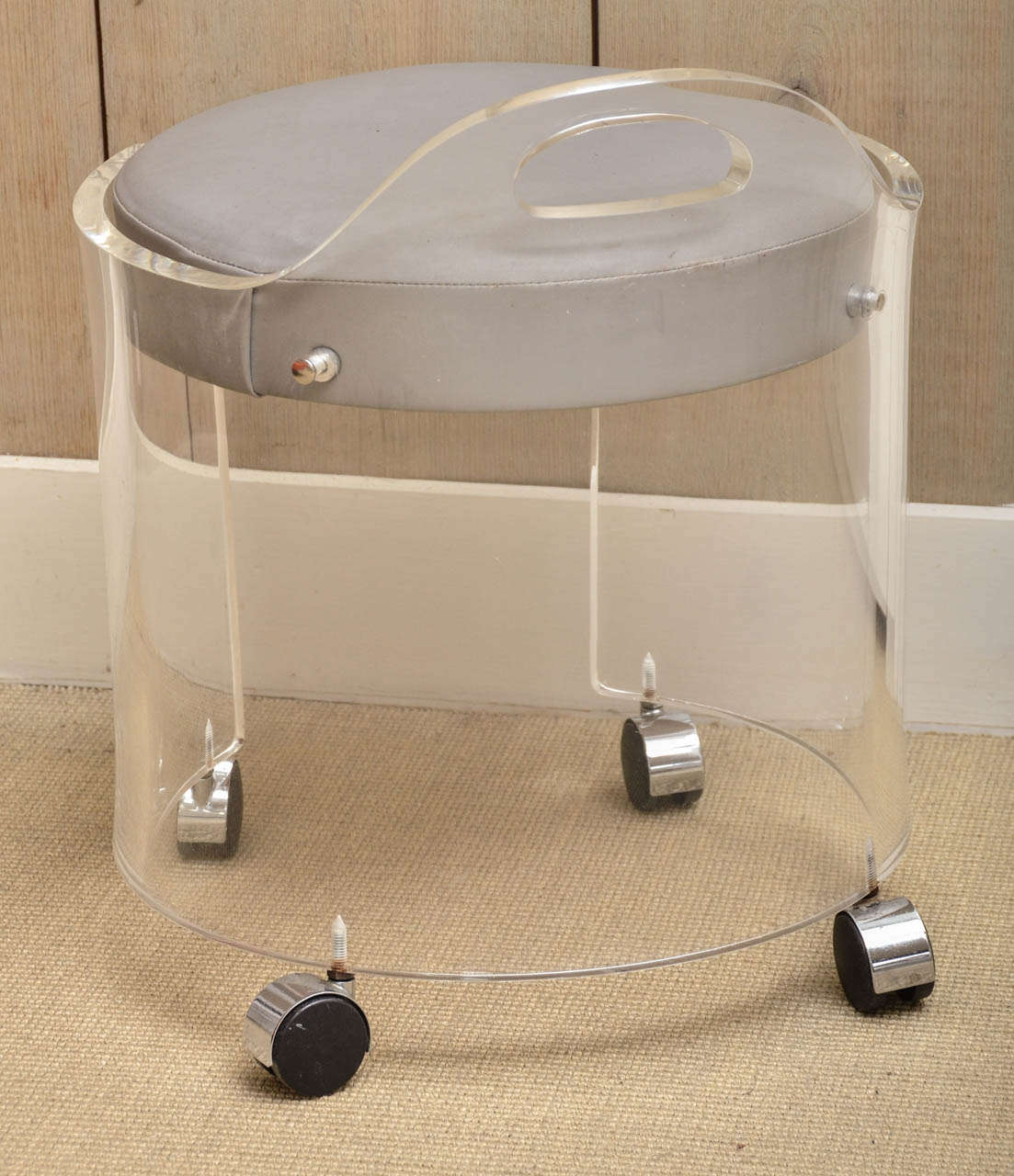 Charles Hollis Jones Vintage Lucite Vanity Stool on Casters 2