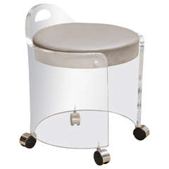 Charles Hollis Jones Vintage Lucite Vanity Stool on Casters