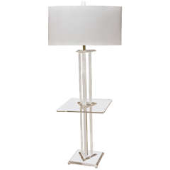 Vintage Lucite Lamp Table with Custom Shade