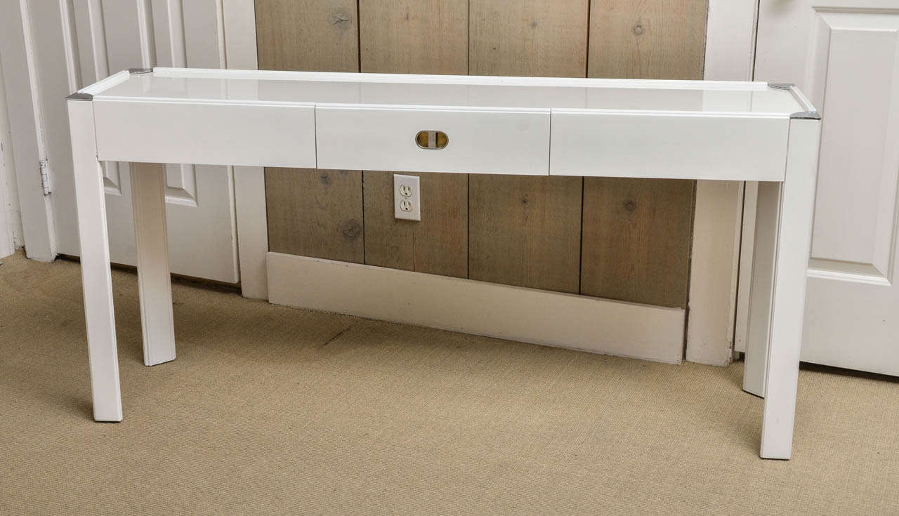 White Lacquer 1-Drawer Console by Drexel