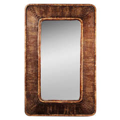 Extraordinary Oversized Wicker Mirror - France circa 1940