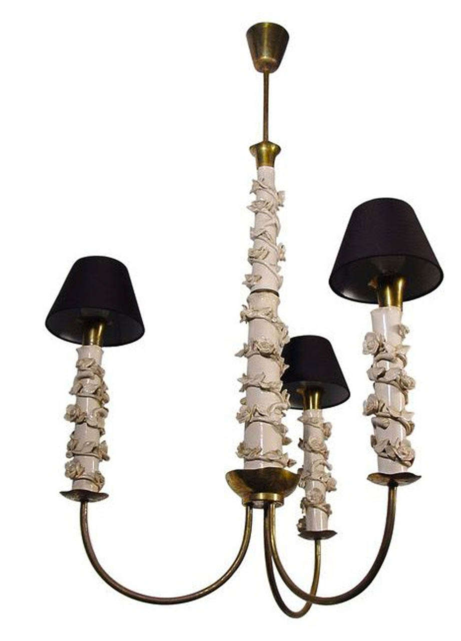 Rare and Unique 1948 Ceramic Chandelier by Luigi Zortea