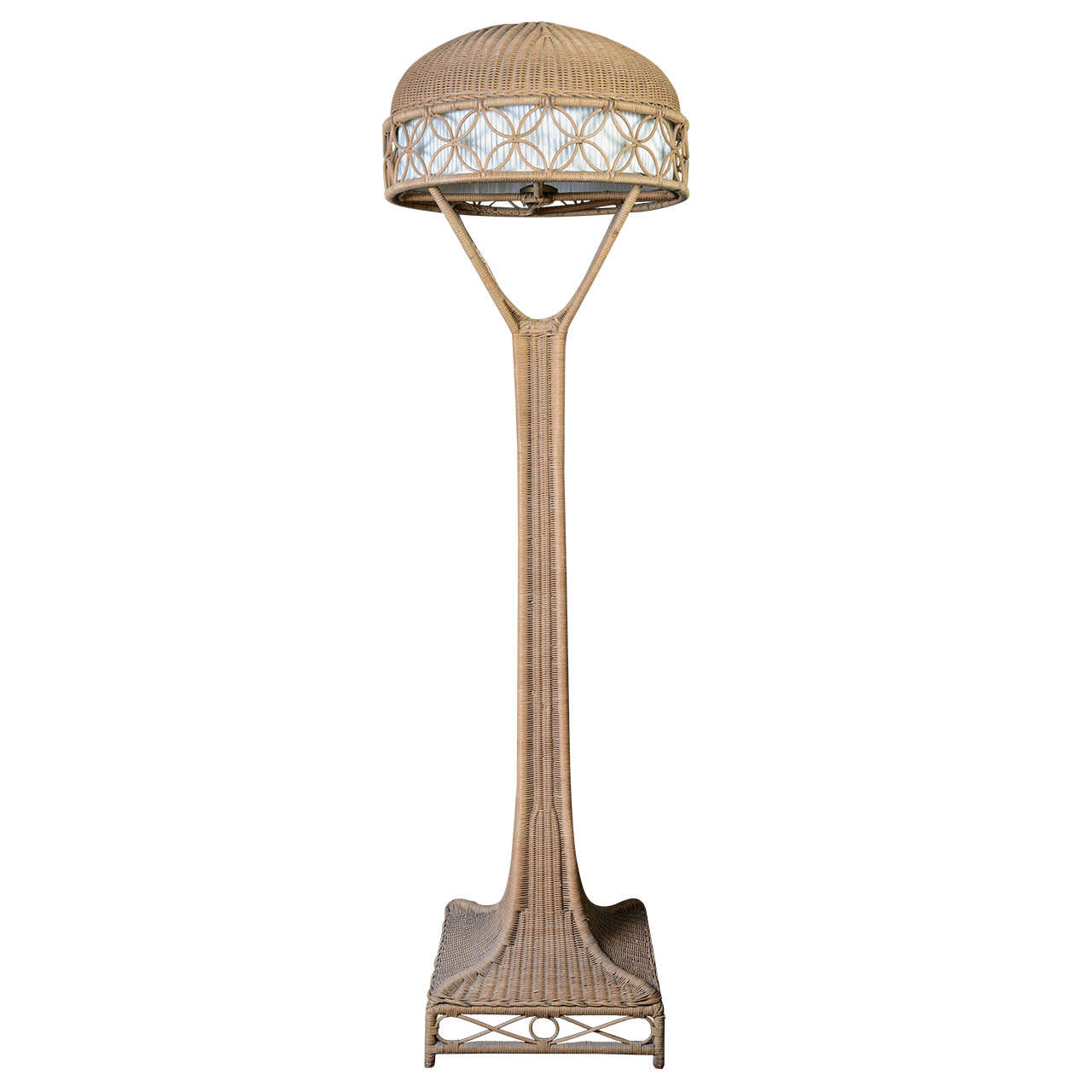 Rare and Unique Mittleuropa Wicker Standing Lamp, circa 1910 For Sale