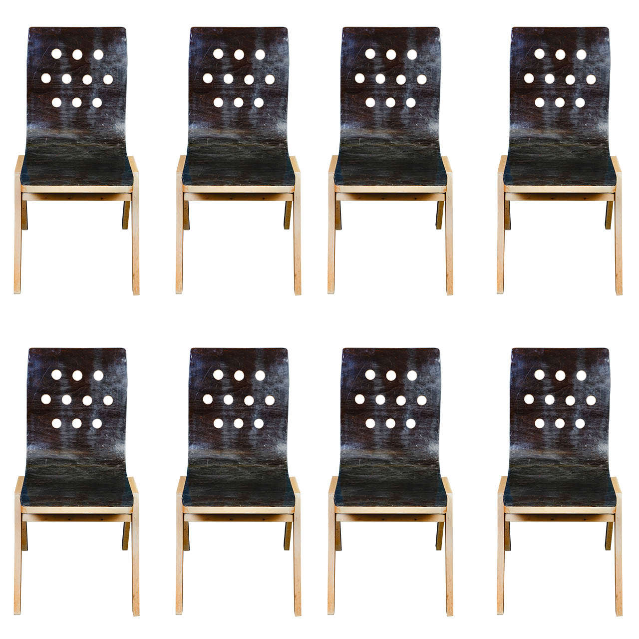 Rare Set of Eight Australian Stacking Chairs, First Edition by Roland Rainer For Sale