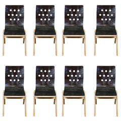 Rare ensemble de huit chaises empilables australiennes, première édition de Roland Rainer