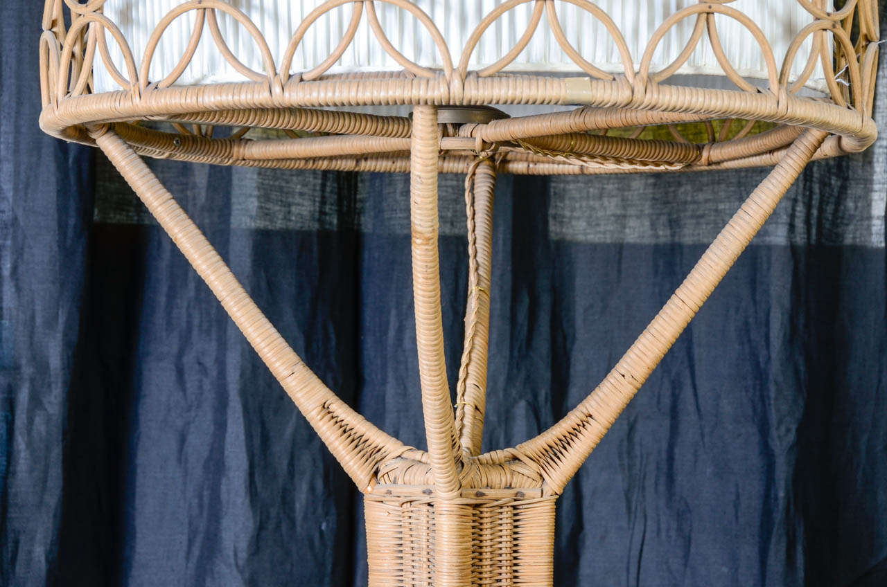 Rare and Unique Mittleuropa Wicker Standing Lamp, circa 1910 For Sale