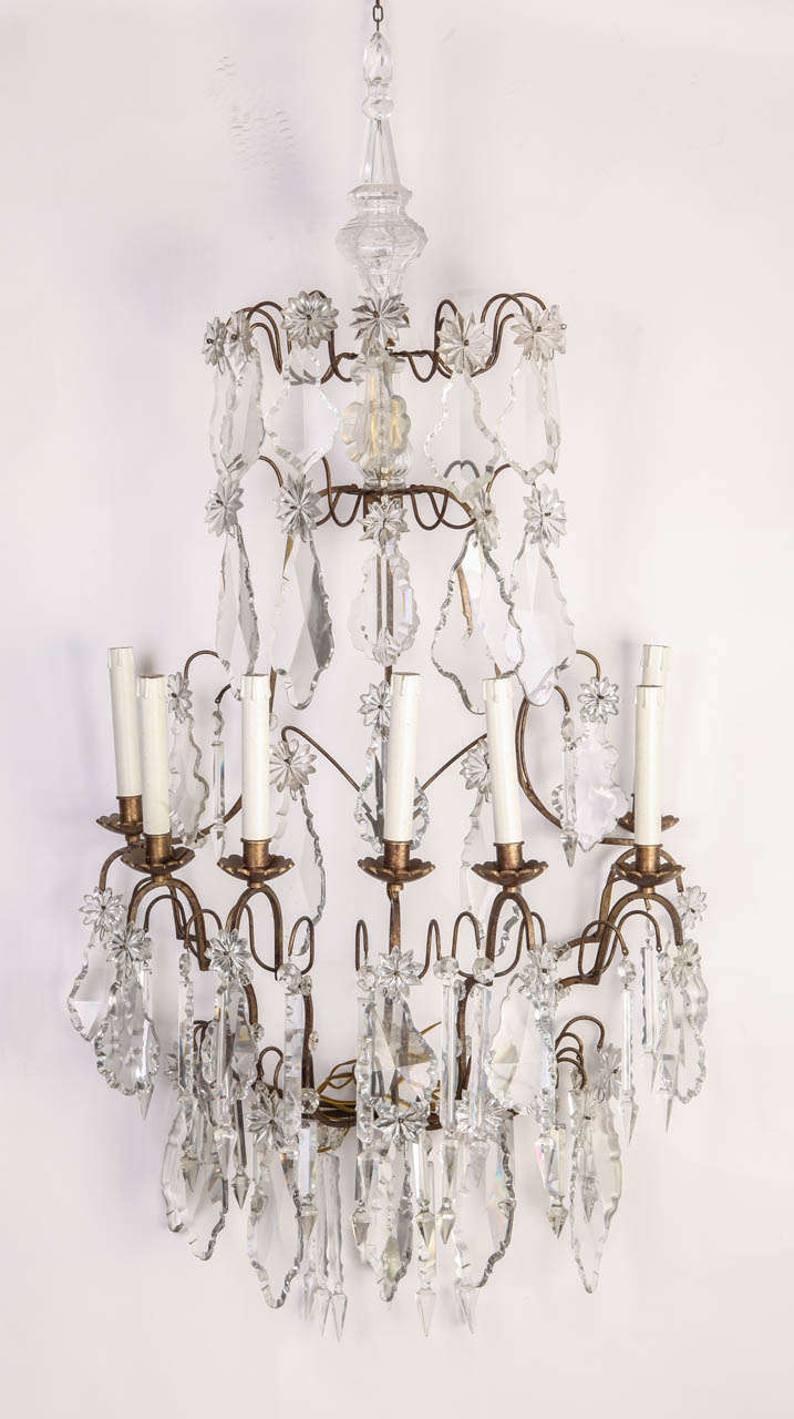 Ein schönes Paar  Kontinentale sieben Zweige Schliff-Glas  Wandleuchten 
 cm 120x70x40