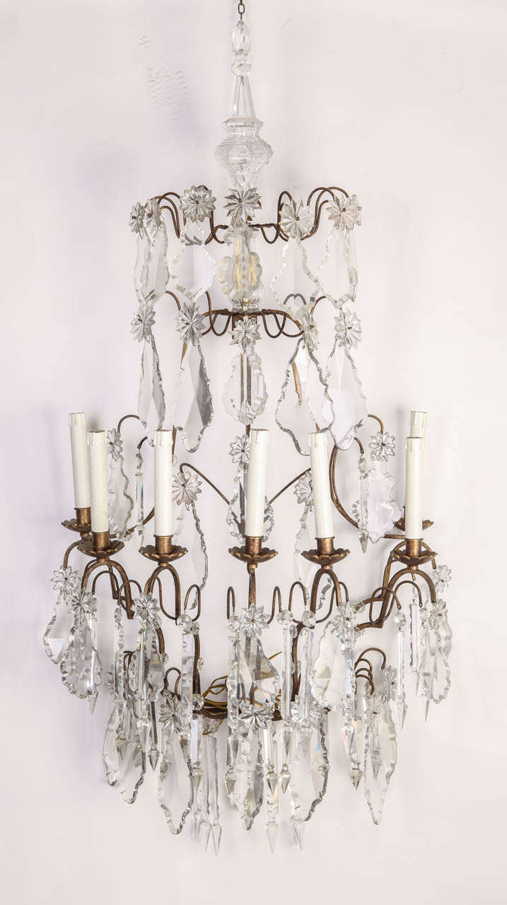Une belle paire de  Verre taillé Continental sept branches  Appliques murales 
 cm 120x70x40