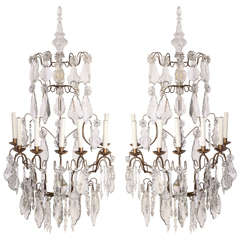 Fine Pair of Continental Seven Branch Cut-Glass Wall Lights 12