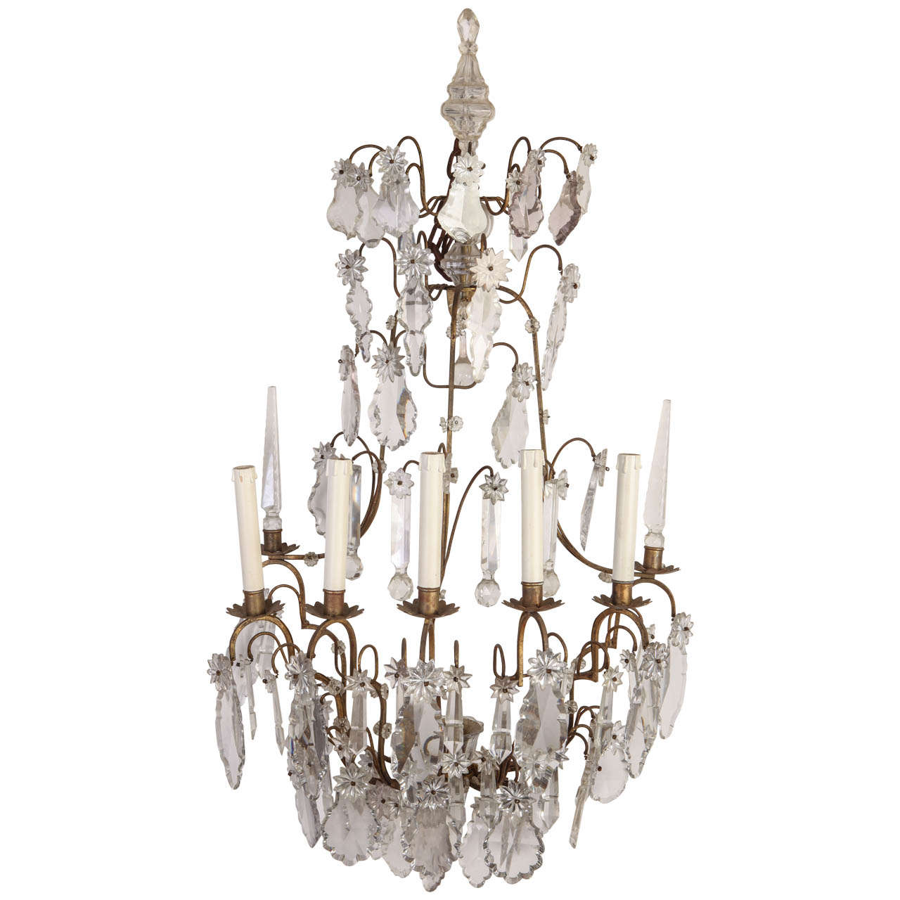 Fine Continental Five Branch Cut-Glass Wall Lights For Sale