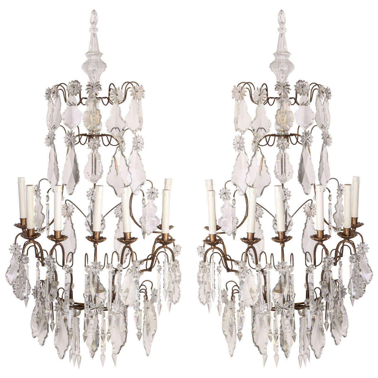 Pair of Mid19th Century Victorian CutGlass Wall Lights For Sale at