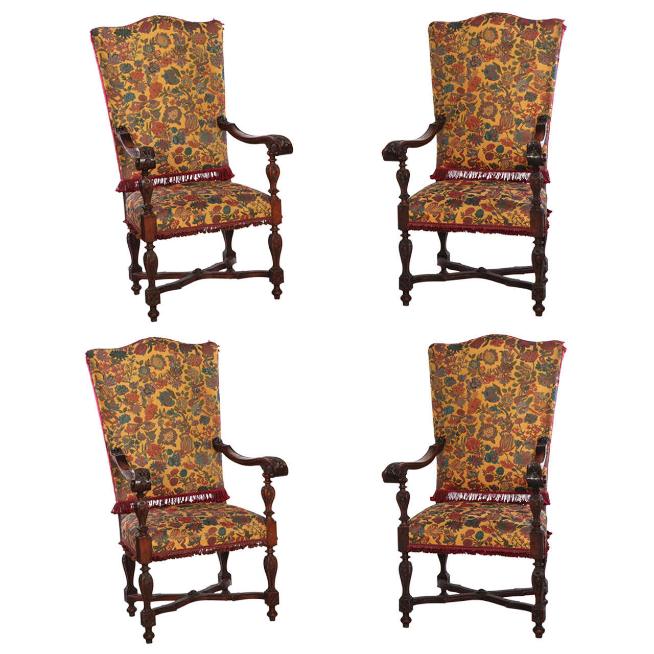 Set of Four Carved Gilt Italian Chairs For Sale at 1stDibs