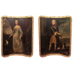 Pair of 17th c. English Oil on Canvas Portraits