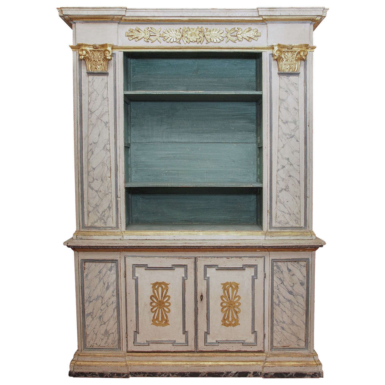 18th Century Italian and Gilt Painted Bookcase For Sale