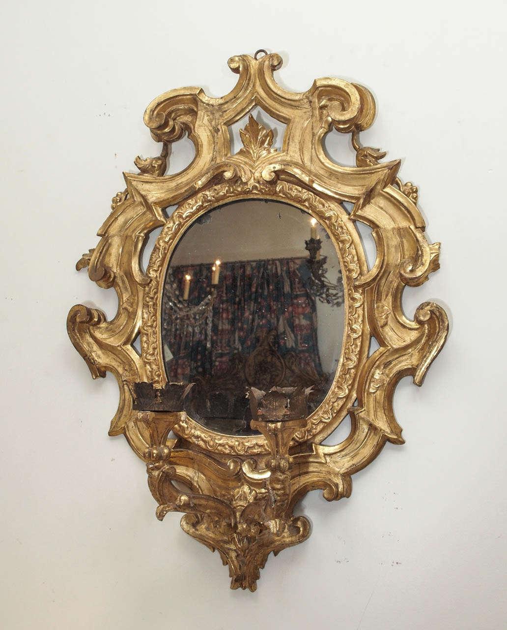 Baroque Pair of Italian Girandole Mirrors For Sale