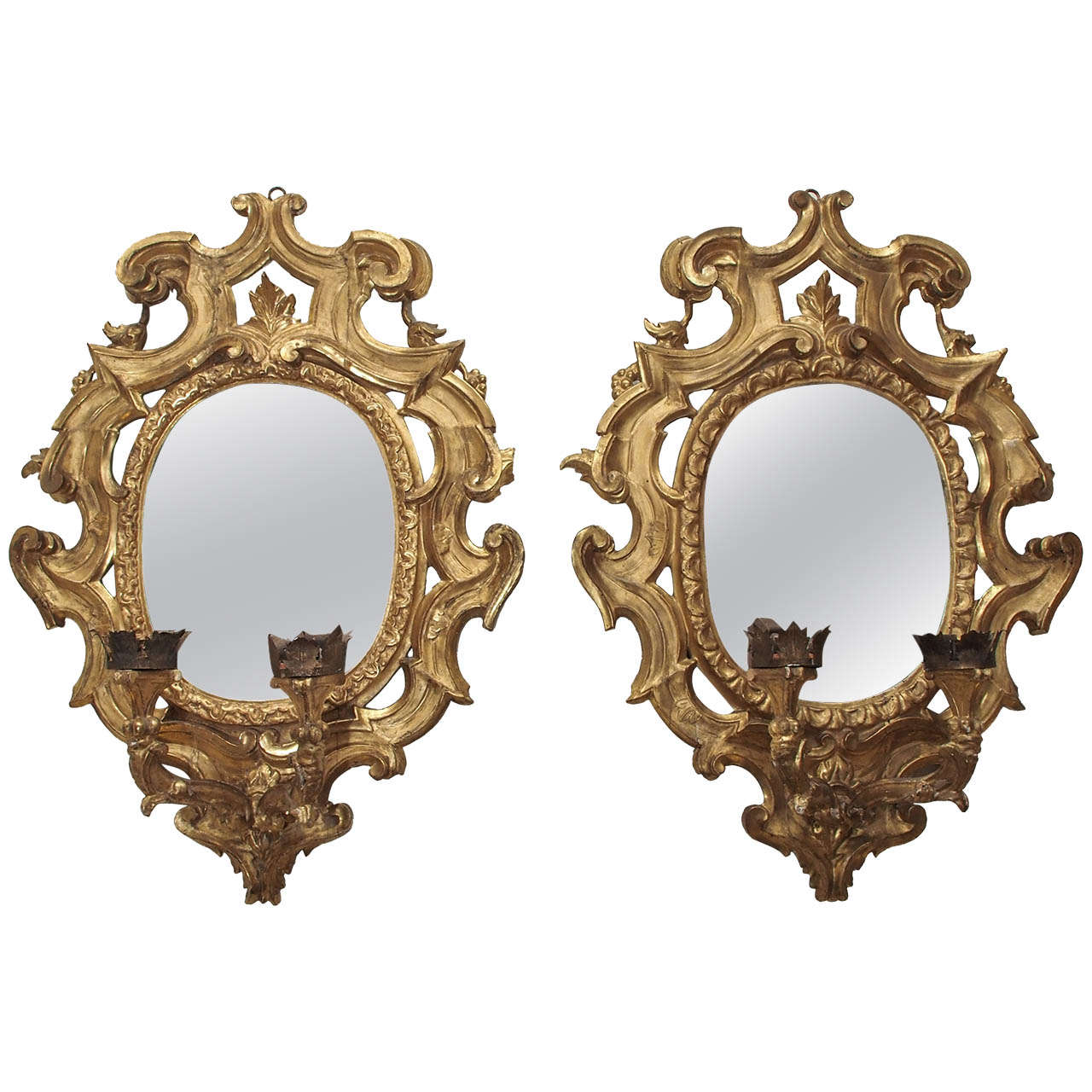 Pair of Italian Girandole Mirrors For Sale