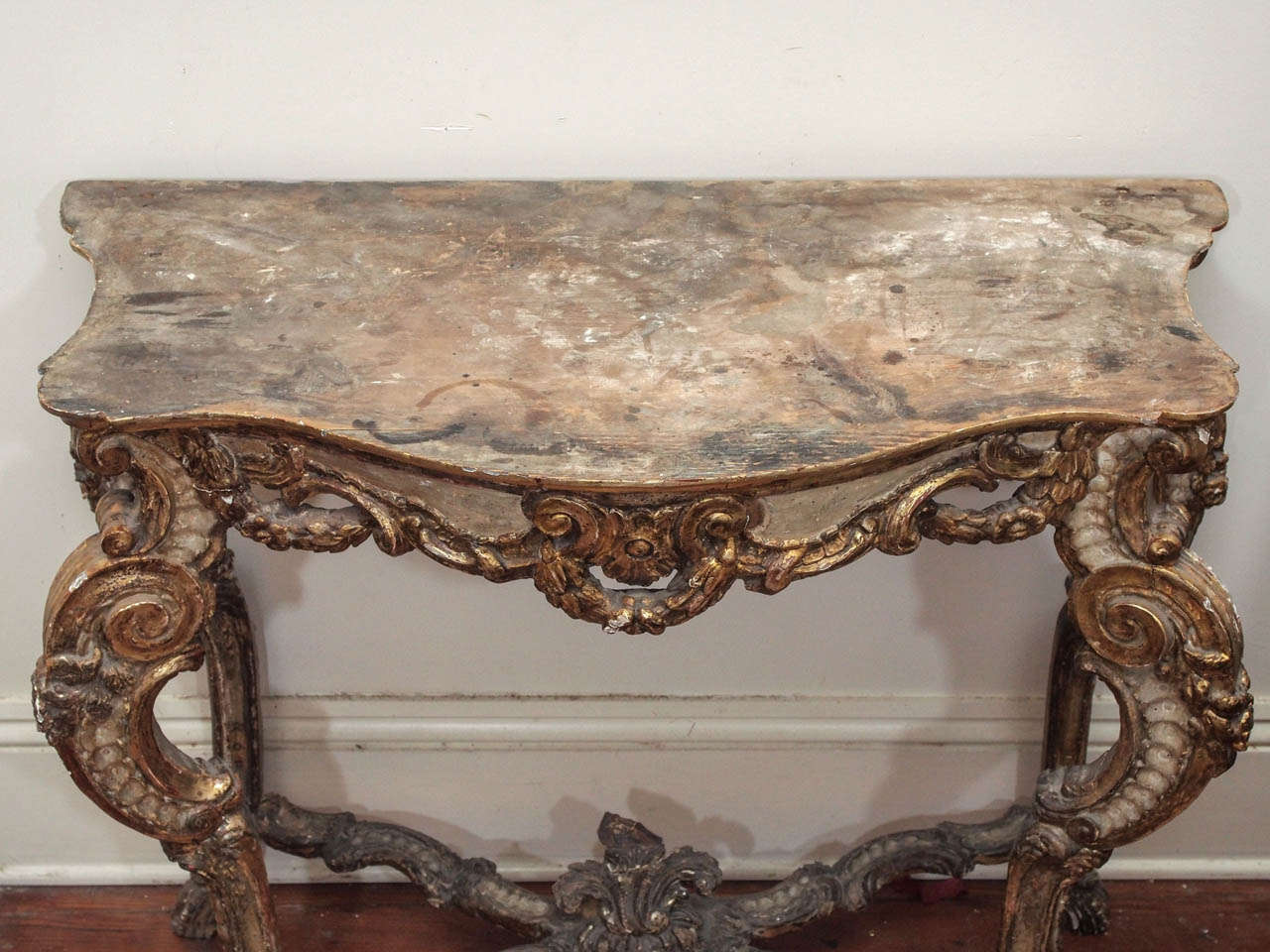 Pair of 17th c. Italian Silver Gilt Console Tables In Good Condition In Natchez, MS
