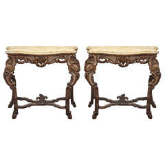 Pair of 17th c. Italian Silver Gilt Console Tables