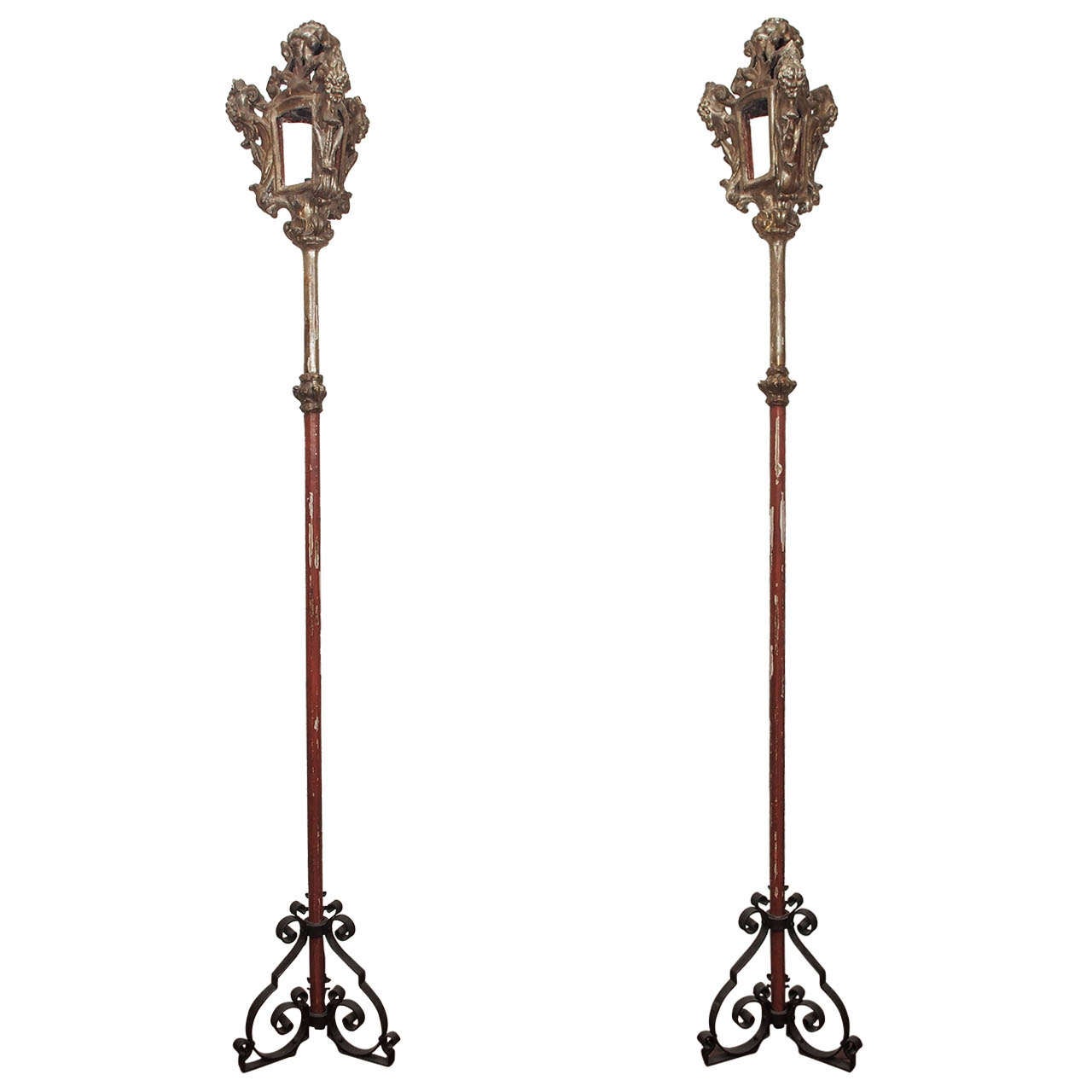 Pair of Italian Processional Pole Lanterns For Sale