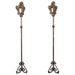 Antique Pair of Italian Processional Pole Lanterns