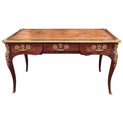 French Louis XV Kingwood Bureau Plat with Ormolu Mounts French Louis XV Kingwood Bureau Plat with Ormolu Mounts
