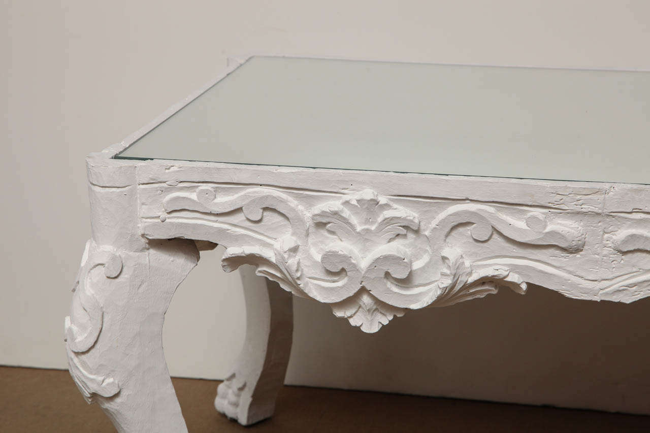 American 19th Century Carved Pine, Painted Coffee Table