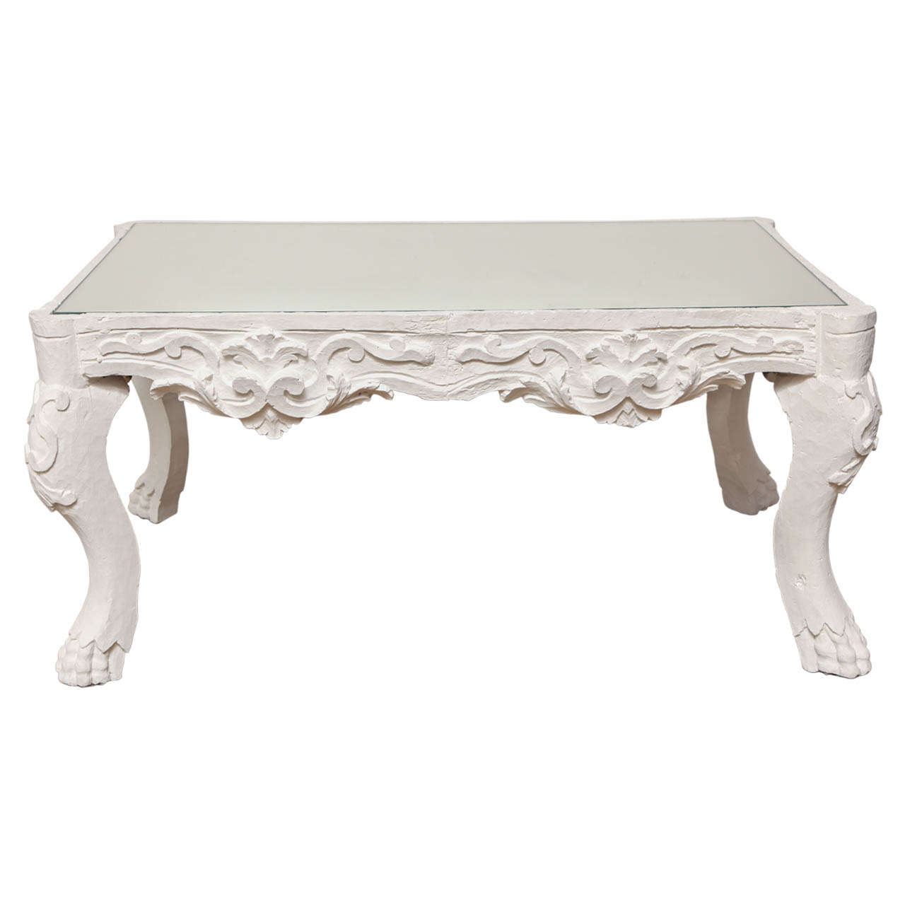 19th Century Carved Pine, Painted Coffee Table