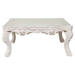 19th Century Carved Pine, Painted Coffee Table 7