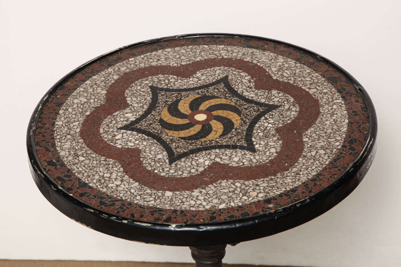 Pair of Late 19th Century English, Steel Tables with Mosaic Tops In Good Condition For Sale In New York, NY