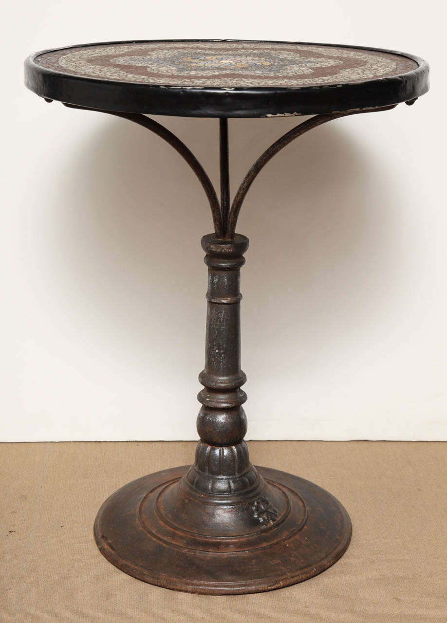 Pair of Late 19th Century English, Steel Tables with Mosaic Tops For Sale 6