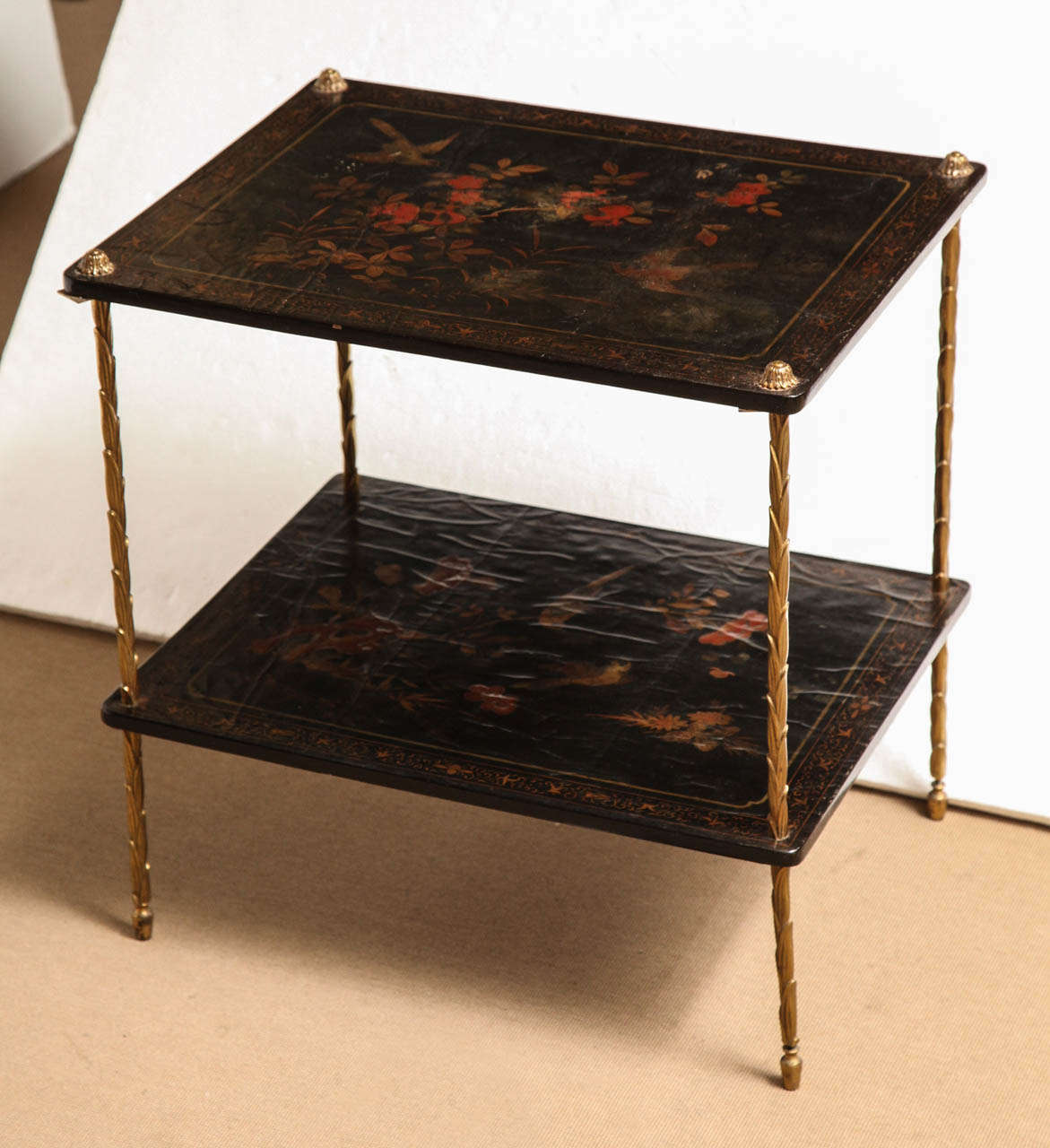 Brass and Lacquer Two Tier Table, 1950's