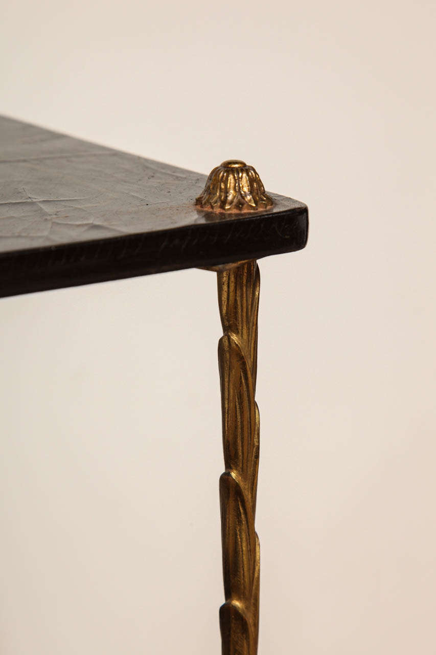 Brass and Lacquer Two Tier Table In Excellent Condition In New York, NY